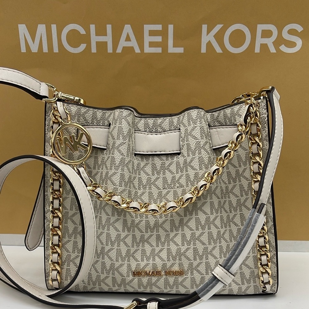 Michael Kors MINA Sm MINI Belted Chain Shoulder Crossbody Bag 
Light Cream Multi - Picture 13 of 16